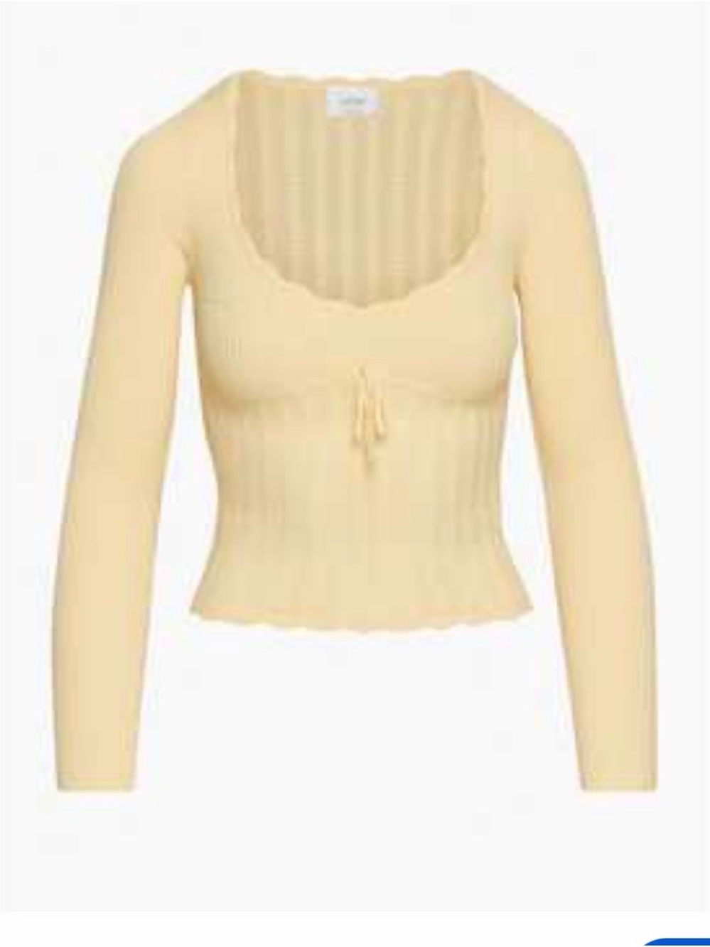 Aritzia Wilfred Scalloped Ribbed Long-Sleeve Top - Light Yellow